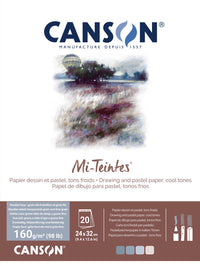 Canson Mi-Teintes lepený blok na pastel 160 g/m² 20 listů - 24 x 32 cm, Grey/Blue