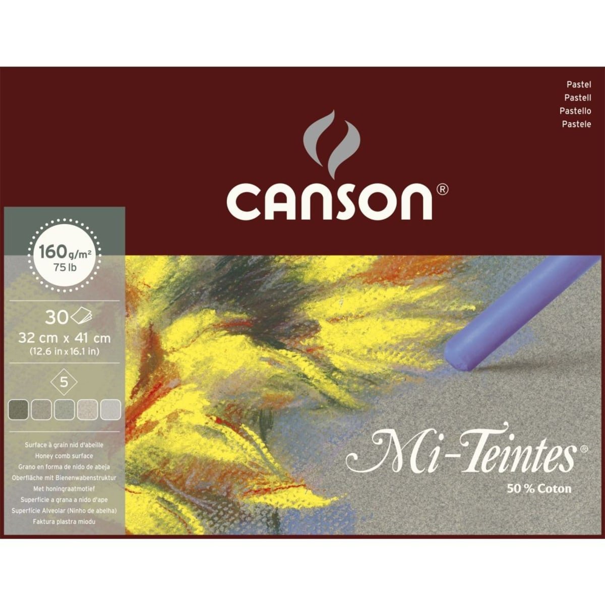 Canson Mi-Teintes lepený blok na pastel 160 g/m² 30 listů 32 x 41 cm Grey