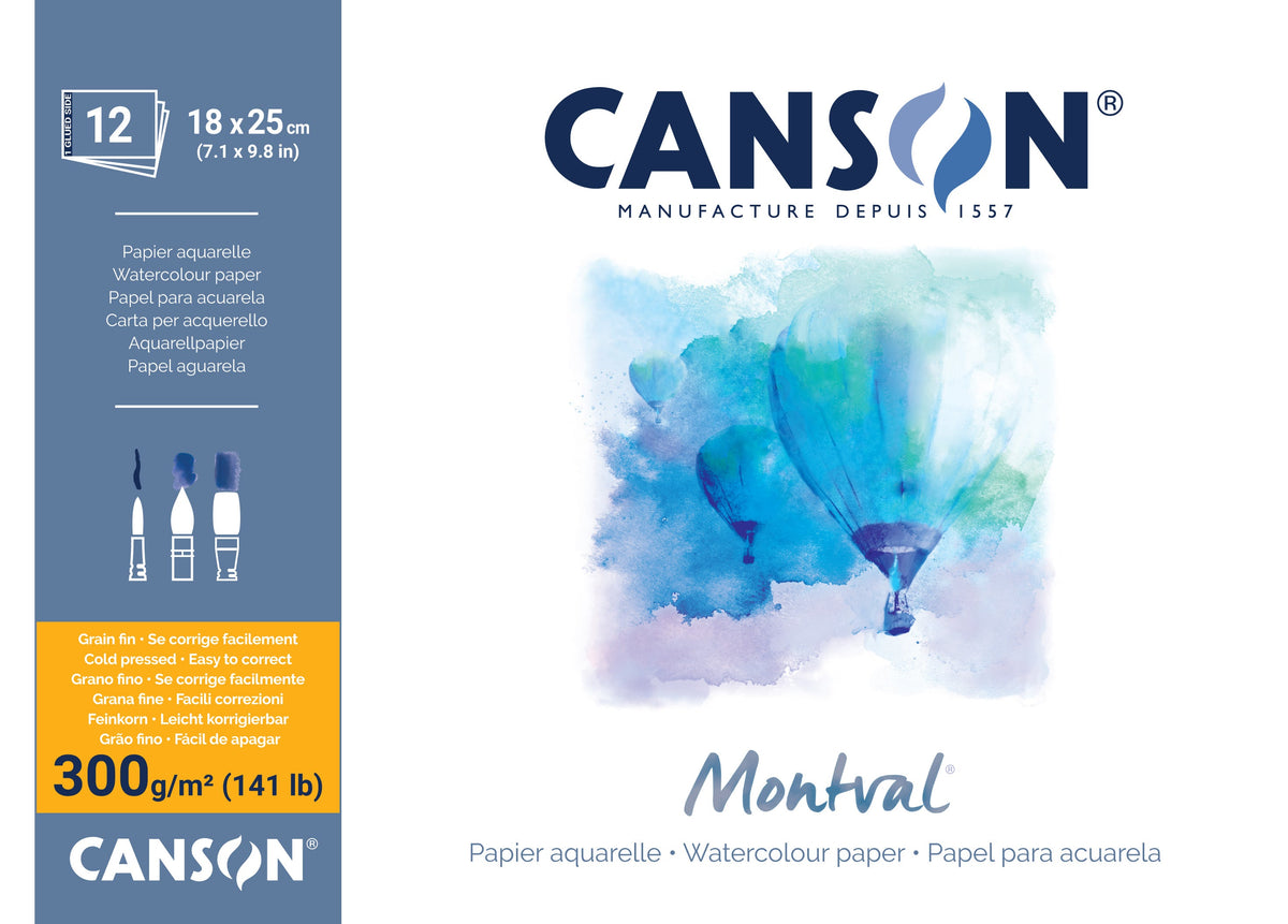 CANSON Montval akvarelový blok CP 300 g/m² - 12 listů, 18 x 25 cm