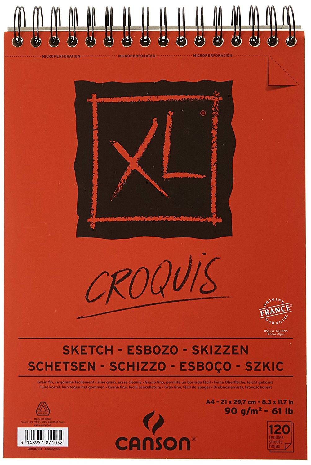 Kreslicí blok CANSON XL Croquis 90 g/m² A4, 120 listů, spirála nahoře