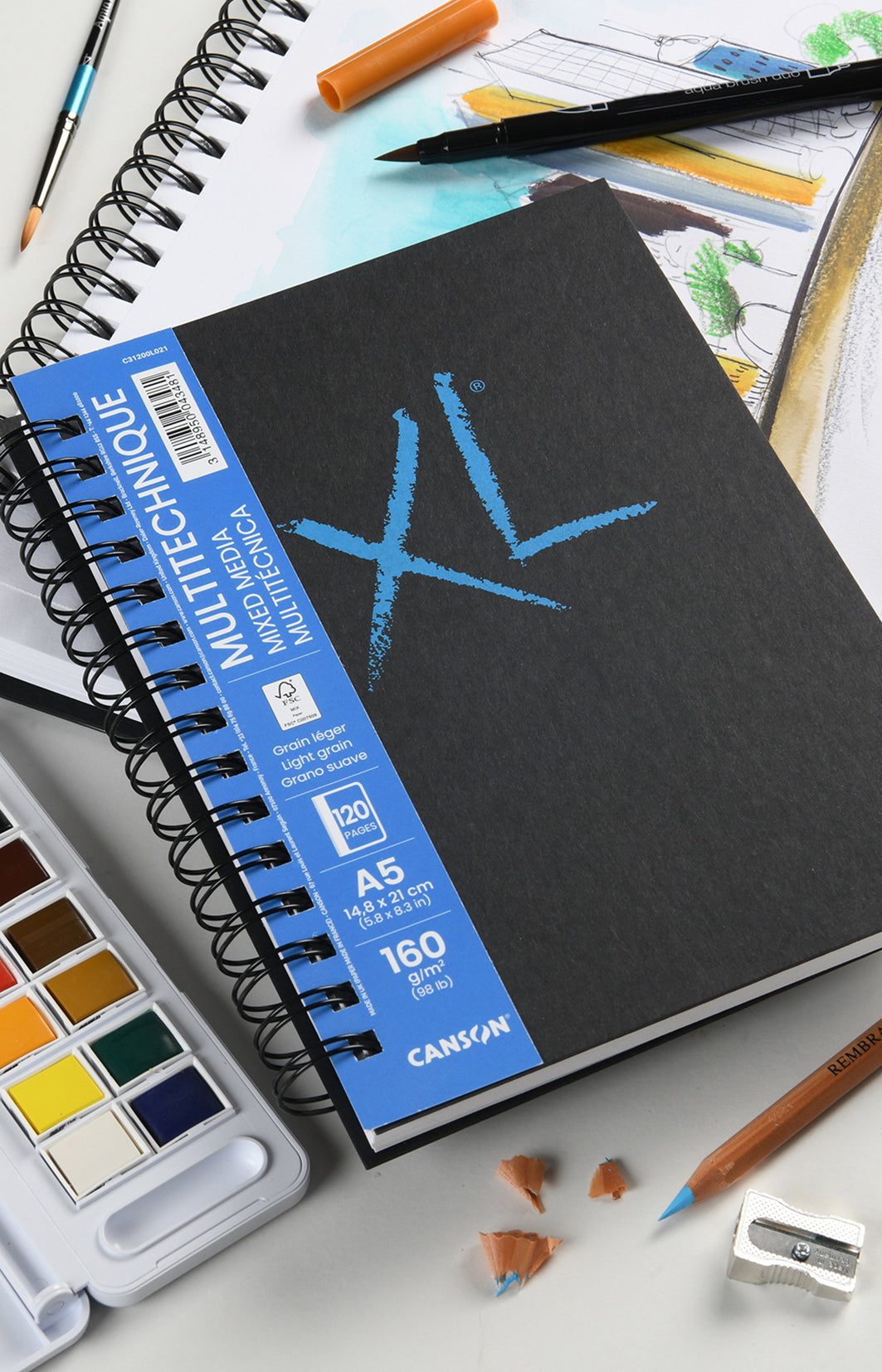 Canson XL Mix Media Textured lepený blok A5, 300 g/m², 68 listů