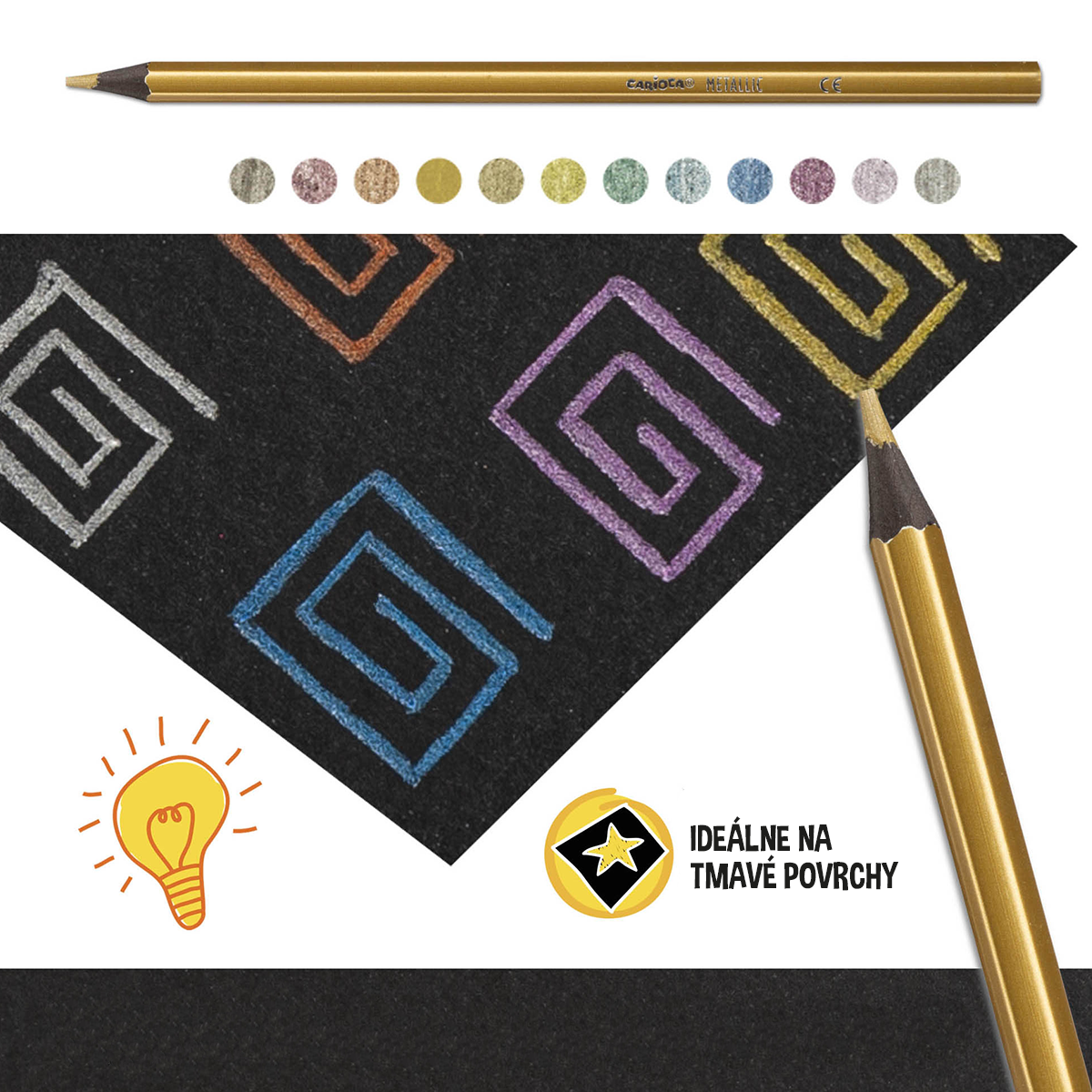 Carioca šestihranné pastelky Metallic, 12 ks