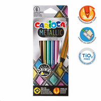 Carioca trojhranné metalické pastelky Metallic, 6 ks