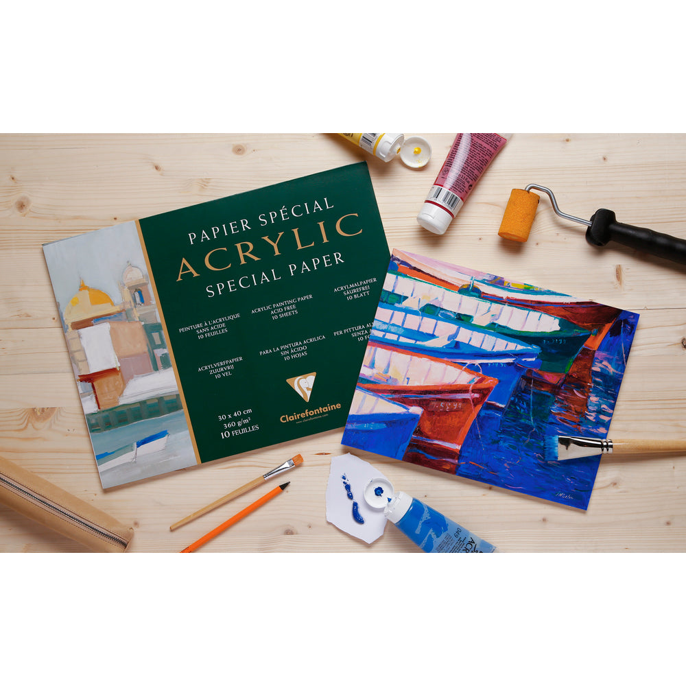 Clairefontaine akrylový blok 360 g/m² – 10 listů, 20 x 40 cm lepený