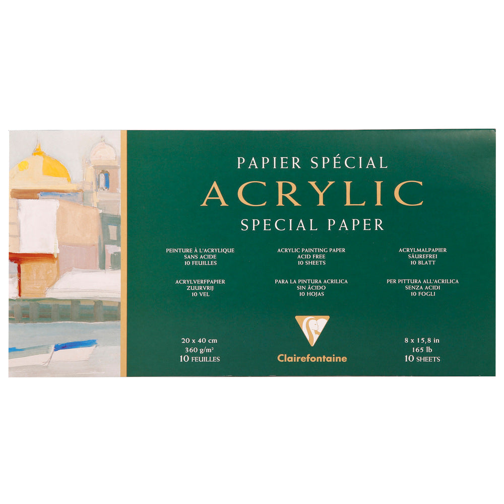 Clairefontaine akrylový blok 360 g/m² – 10 listů, 20 x 40 cm lepený