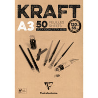 Clairefontaine kraftový blok lepený – 120 g 50 l A3