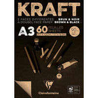 Clairefontaine kraftový blok lepený – 90 g 60L A3 hnědá a černá