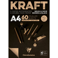 Clairefontaine kraftový blok lepený – 90 g 60L A4 hnědá a černá