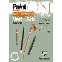 Clairefontaine Paint'On Mix Media blok 250 g lepený – 30L A4 šedozelená