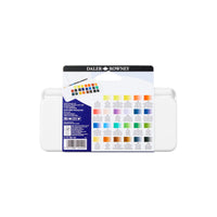 DALER ROWNEY Aquafine akvarelová cestovní sada 24 půlpánviček se štětcem
