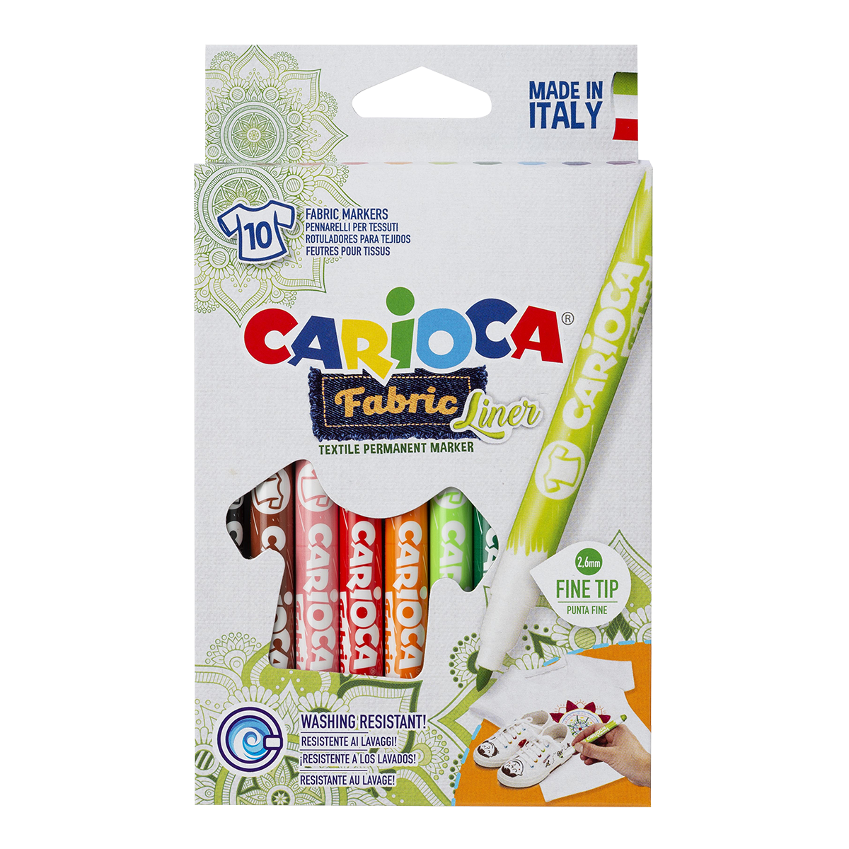 Fixy na textil Carioca, tenký hrot, 10 ks, mix barev