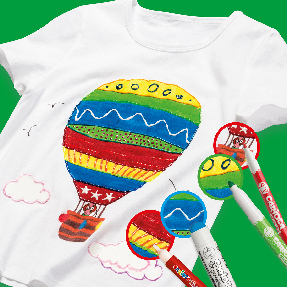 Fixy na textil Carioca, tenký hrot, 10 ks, mix barev