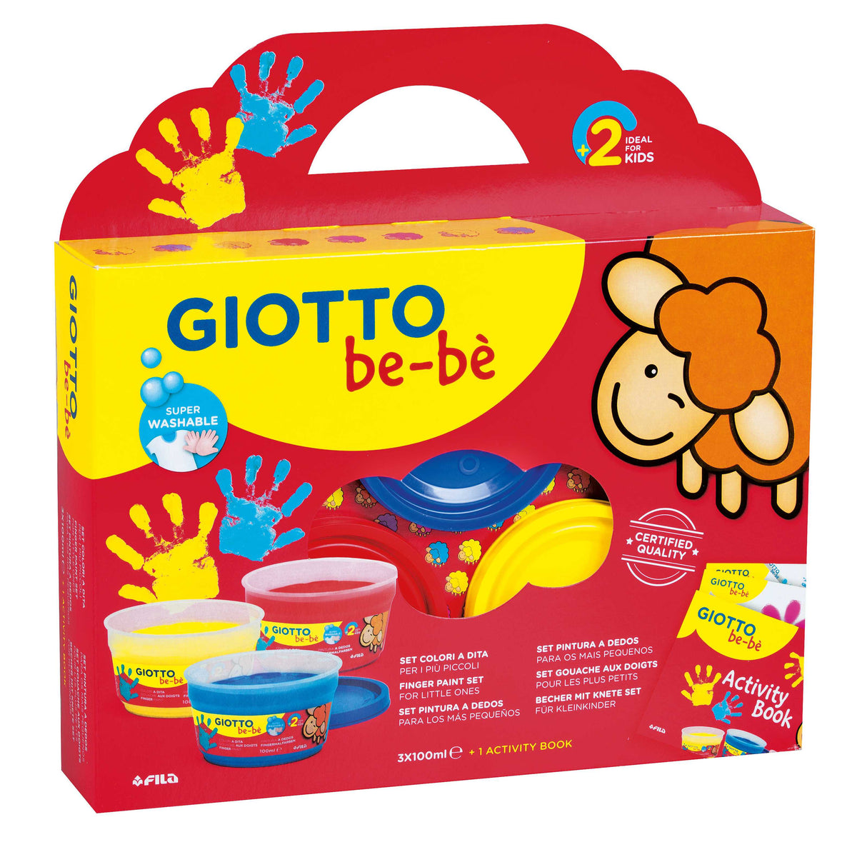 GIOTTO Be-Be sada prstových barev 3 x 150 ml s knížkou aktivit
