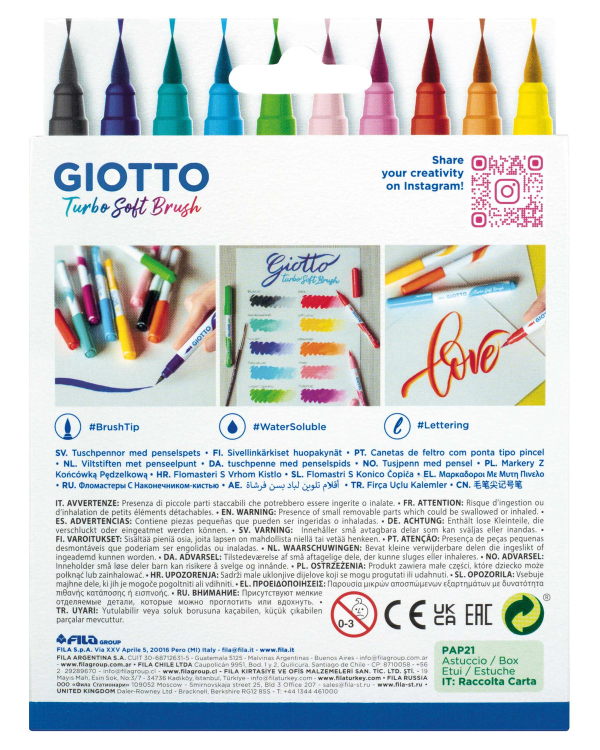 Štětcové fixy GIOTTO Turbo Soft Brush - 10 ks