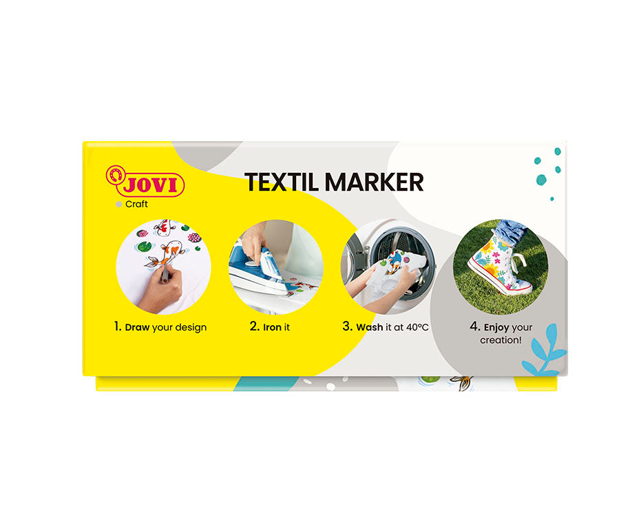 Fixy na textil JOVI Jovidecor Textil se štětcovým hrotem – 48 ks / 12 barev