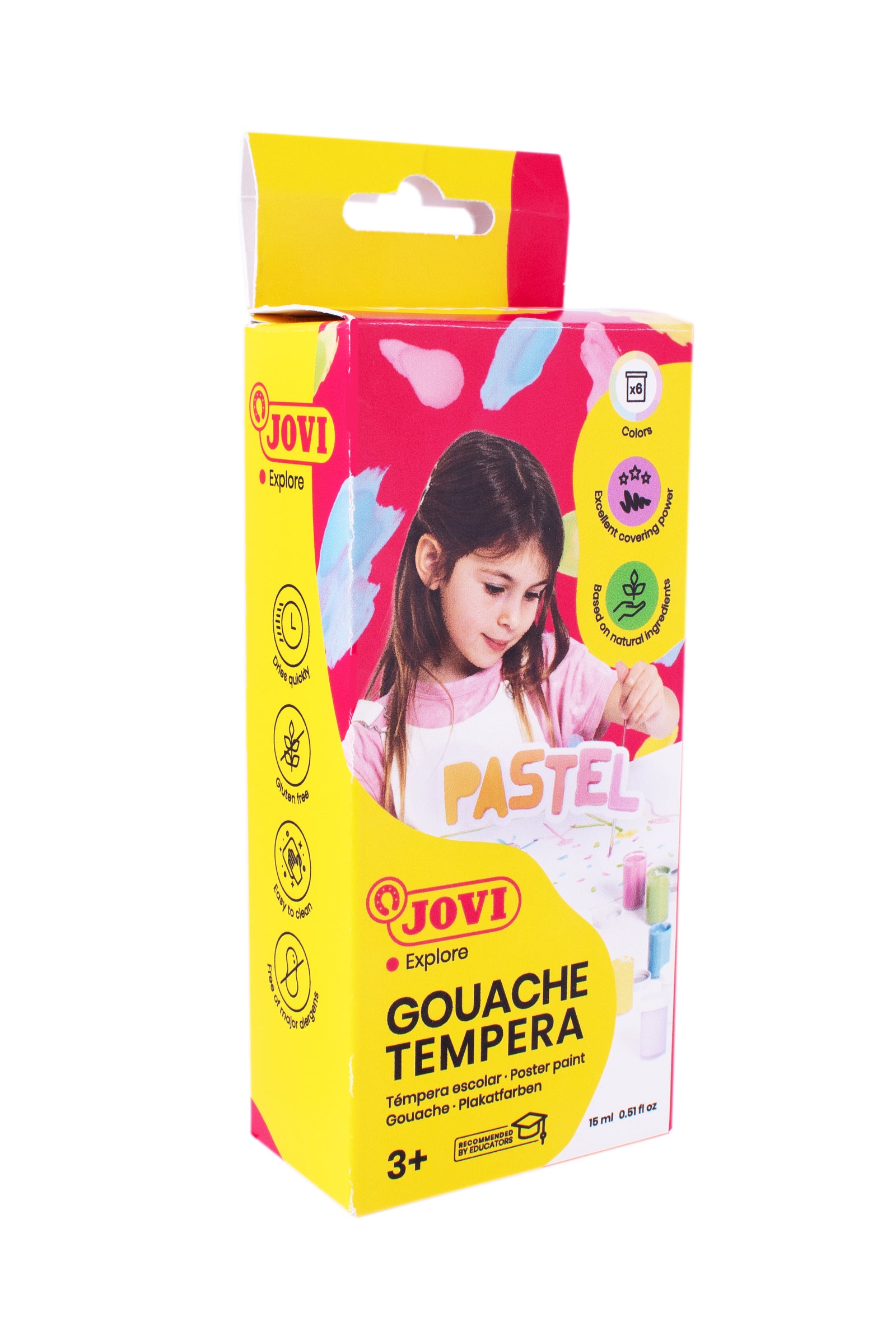 Pastelové temperové barvy JOVI Premium 6 x 15 ml se štětcem