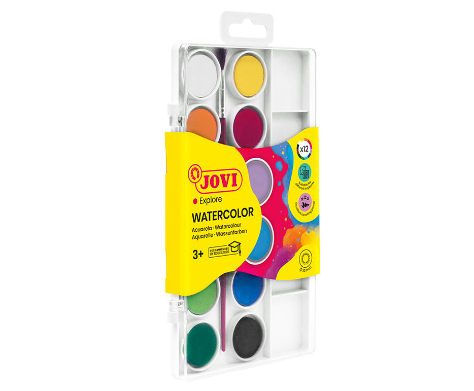 JOVI vodové barvy ø 22 mm – 12 ks se štětcem