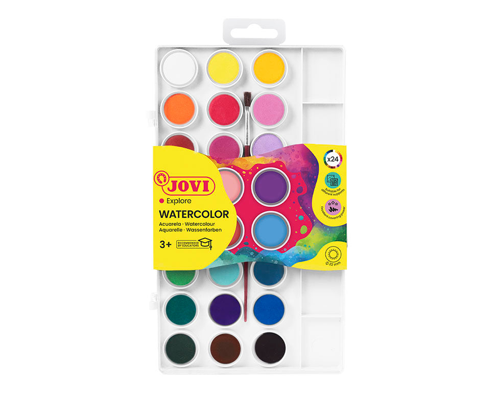 JOVI vodové barvy 24 ks se štětcem (průměr 22 mm)