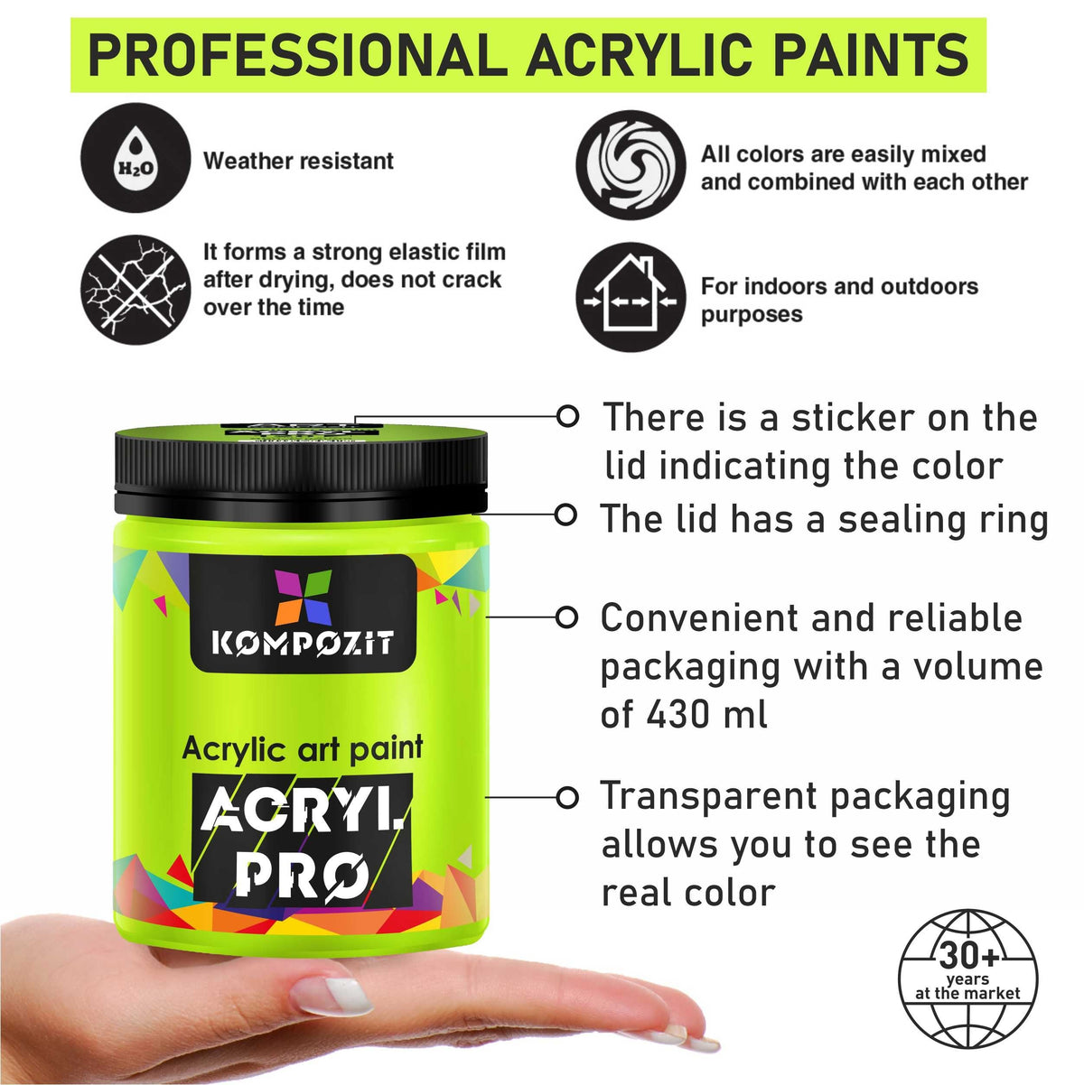 Fluorescenční akrylová barva ACRYL PRO ART Kompozit 430 ml