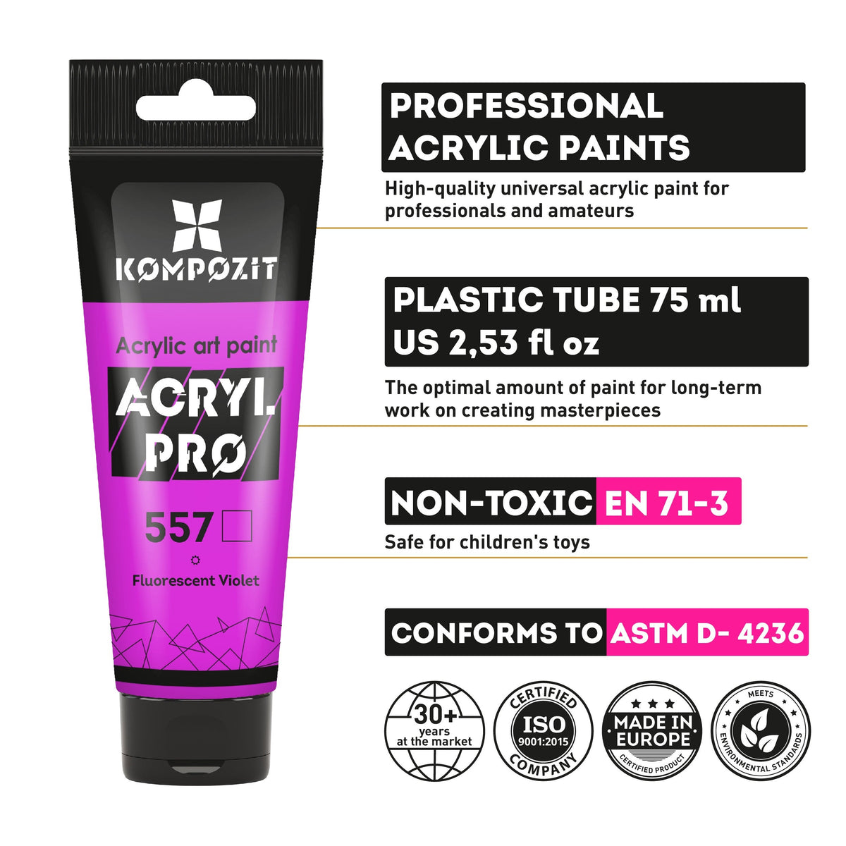 Fluorescenční akrylová barva ACRYL PRO ART Kompozit 75 ml