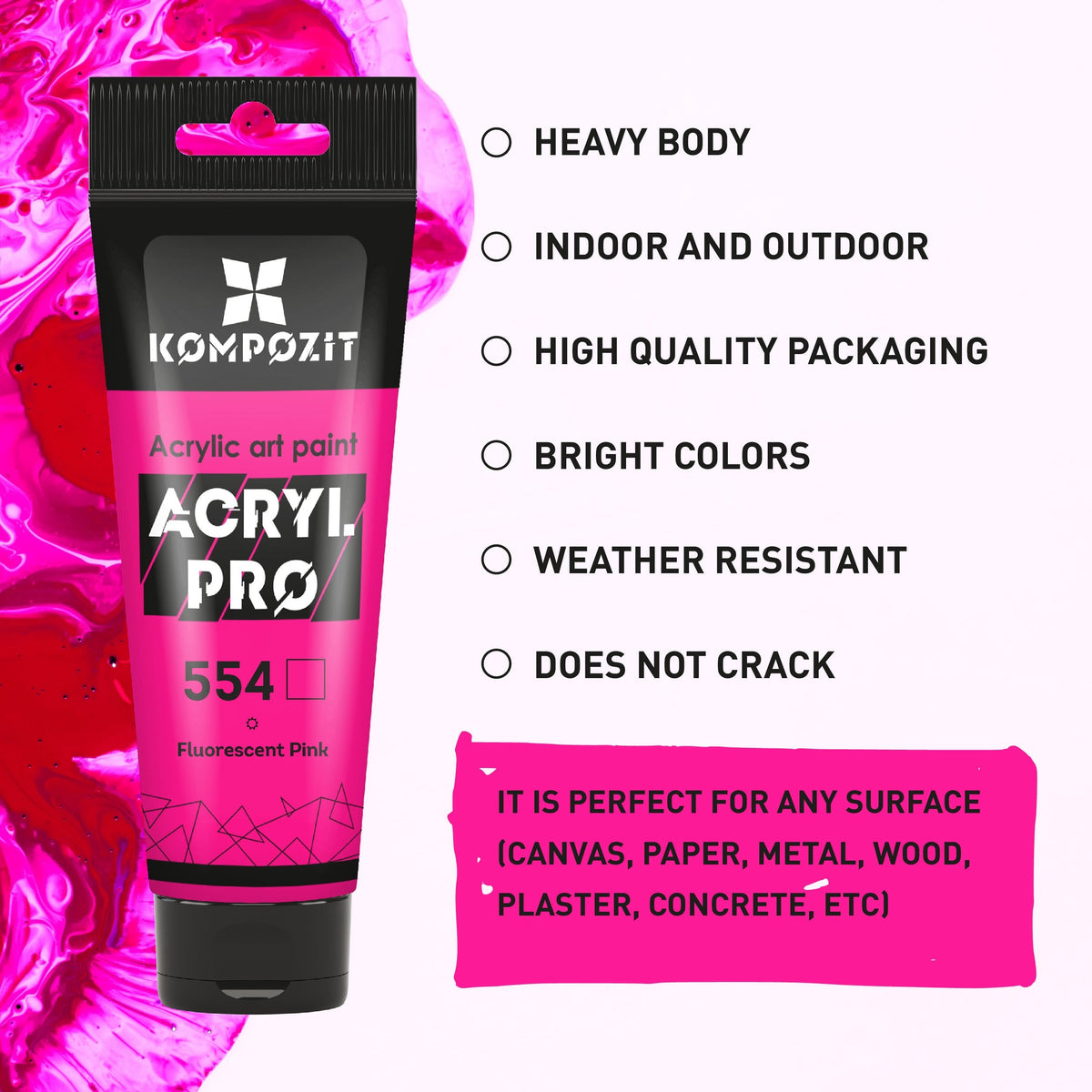 Fluorescenční akrylová barva ACRYL PRO ART Kompozit 75 ml