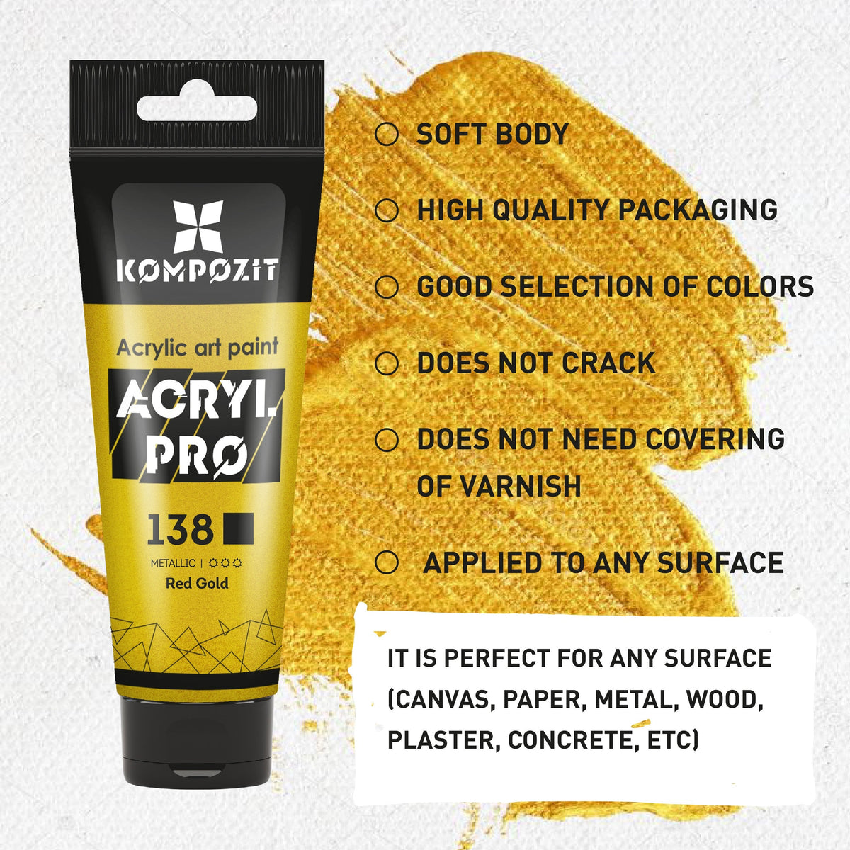 Metalická akrylová barva ACRYL PRO ART Kompozit 75 ml