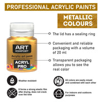 Sada metalických akrylových barev ACRYL PRO Kompozit 9x20 ml
