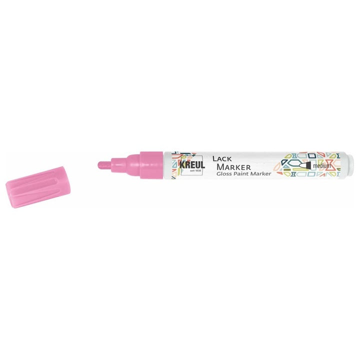 Lesklý lakový popisovač Kreul medium – ružová