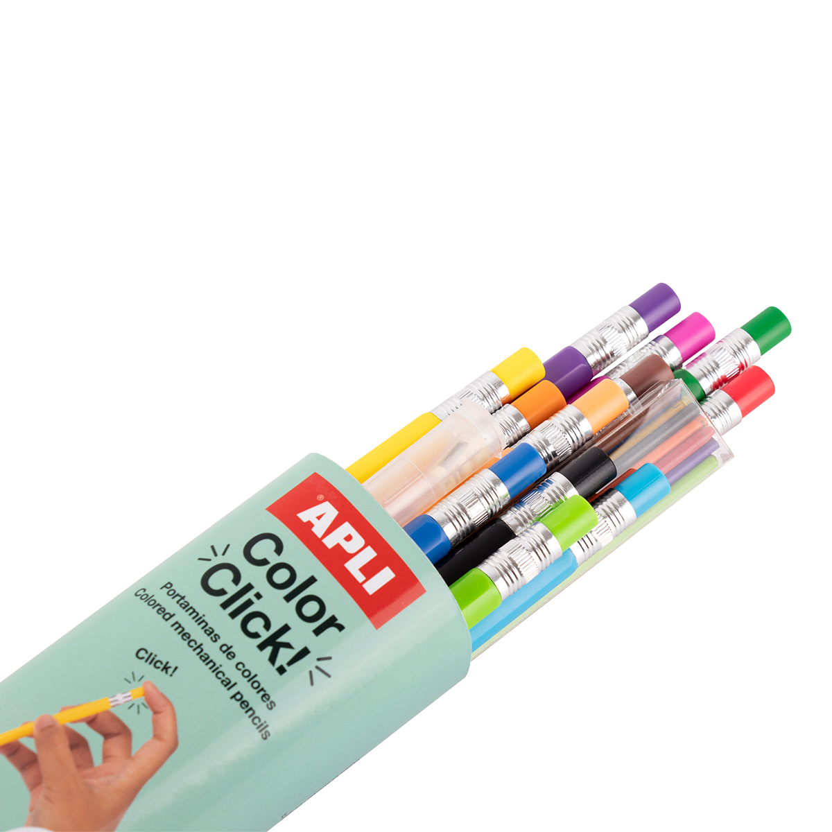 Mechanické pastelky APLI Color Click, 12 ks s náhradními tuhami a ořezávátkem