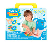 Měkká přírodní plastelína JOVI My First 4 x 38 g – + 3 dřevěná razítka