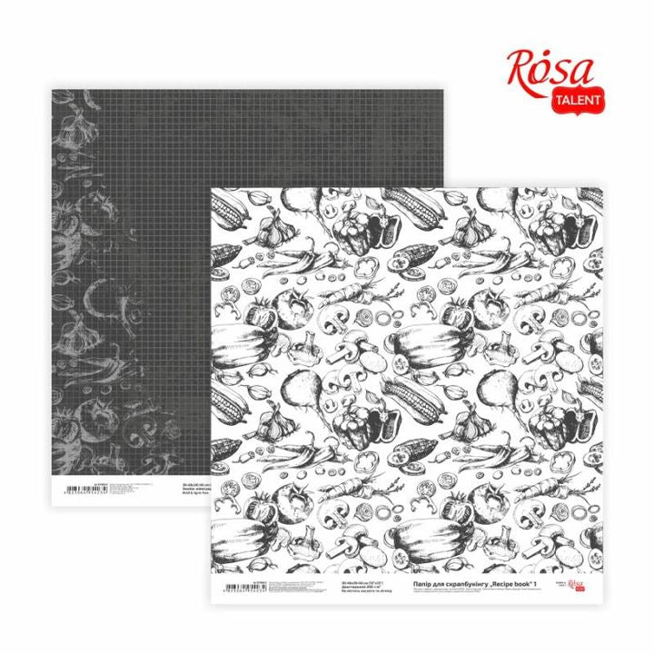 Scrapbookingové papíry 30,48 x 30,48 cm Kniha receptů – No. 1