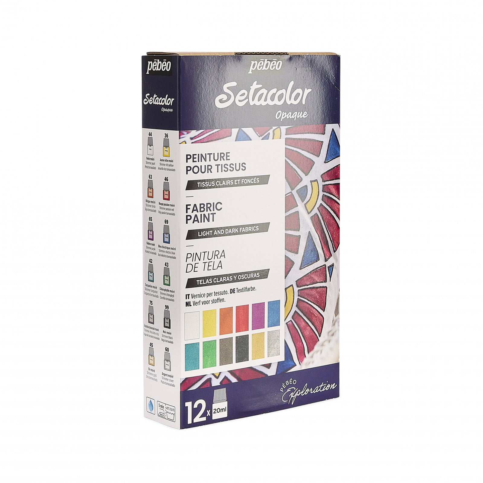 Pebeo Setacolor sada krycích barev na textil 12 x 20 ml