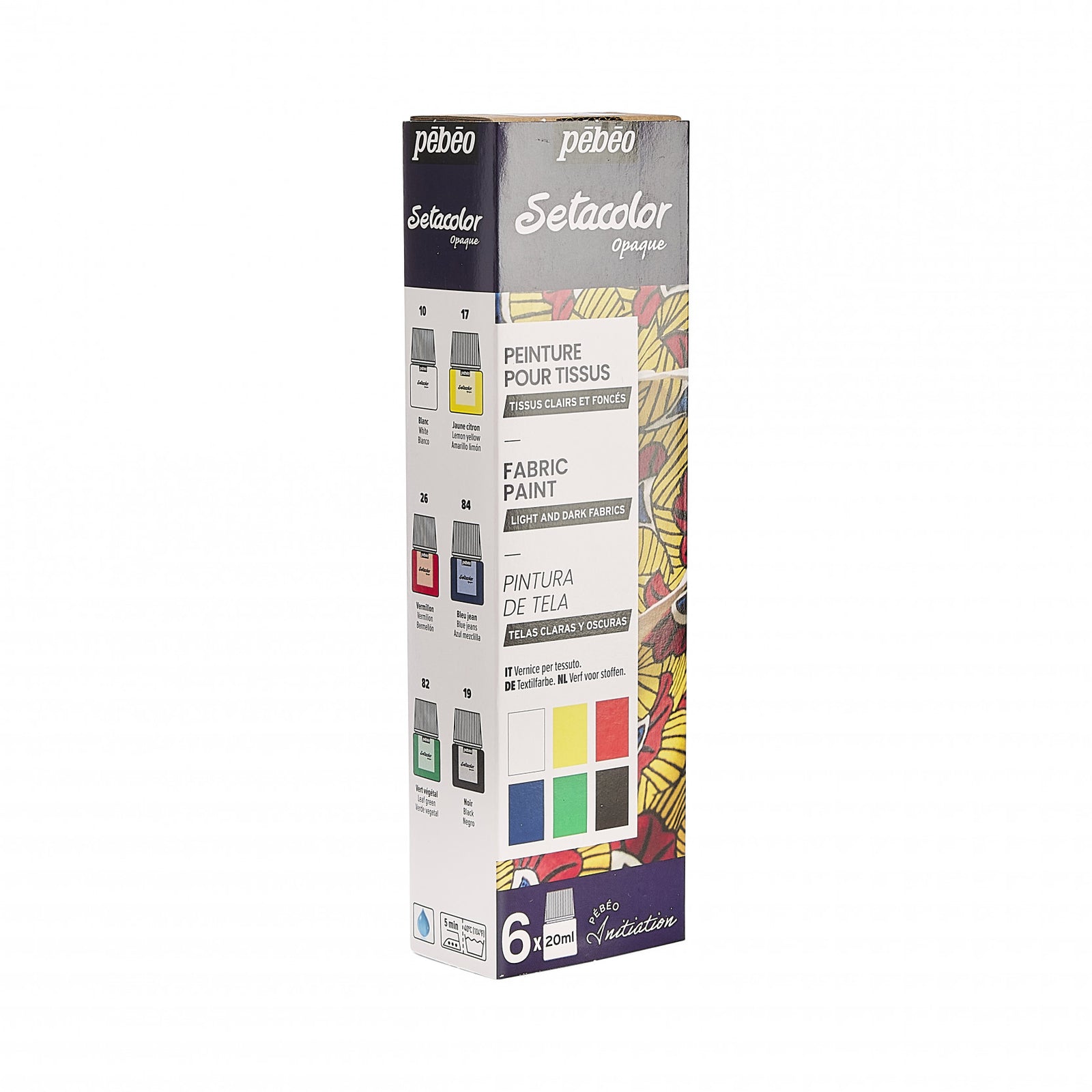 Pebeo Setacolor sada krycích barev na textil 6 x 20 ml