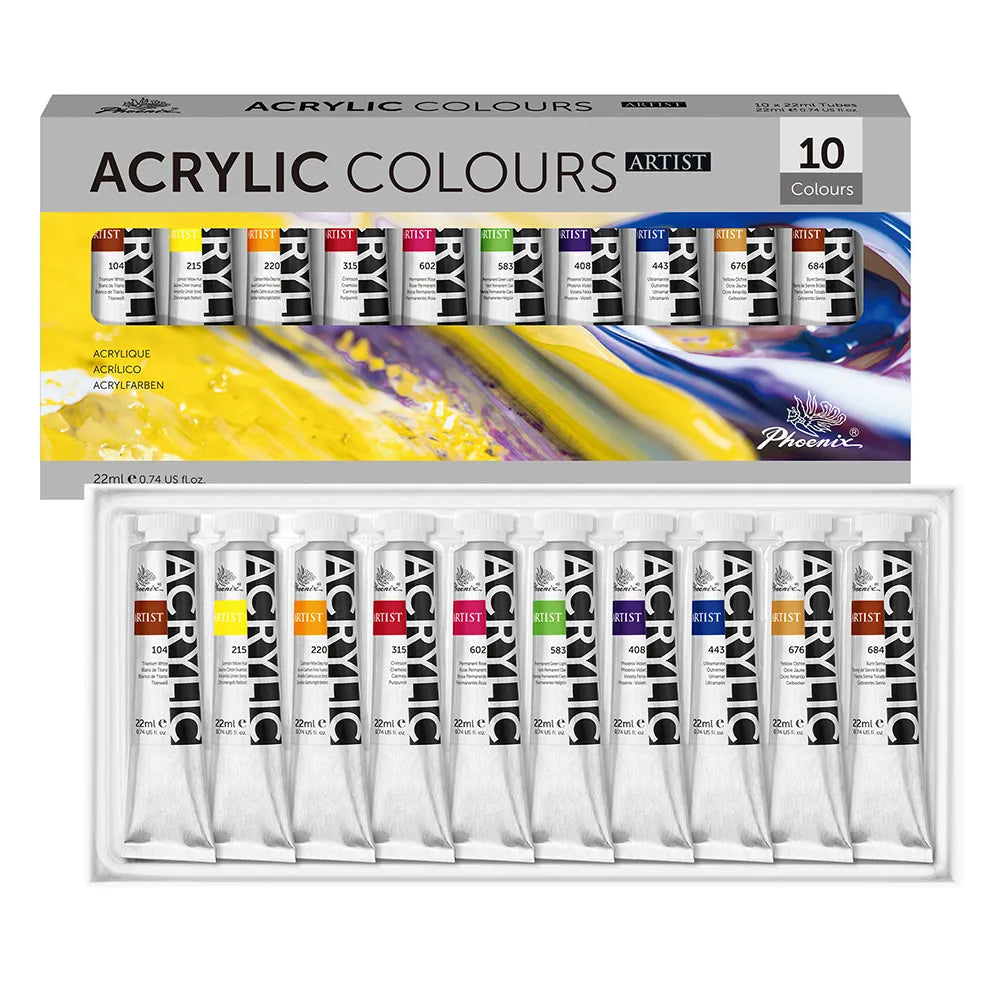 Sada 10 akrylových barev Phoenix Artist 10 x 22 ml