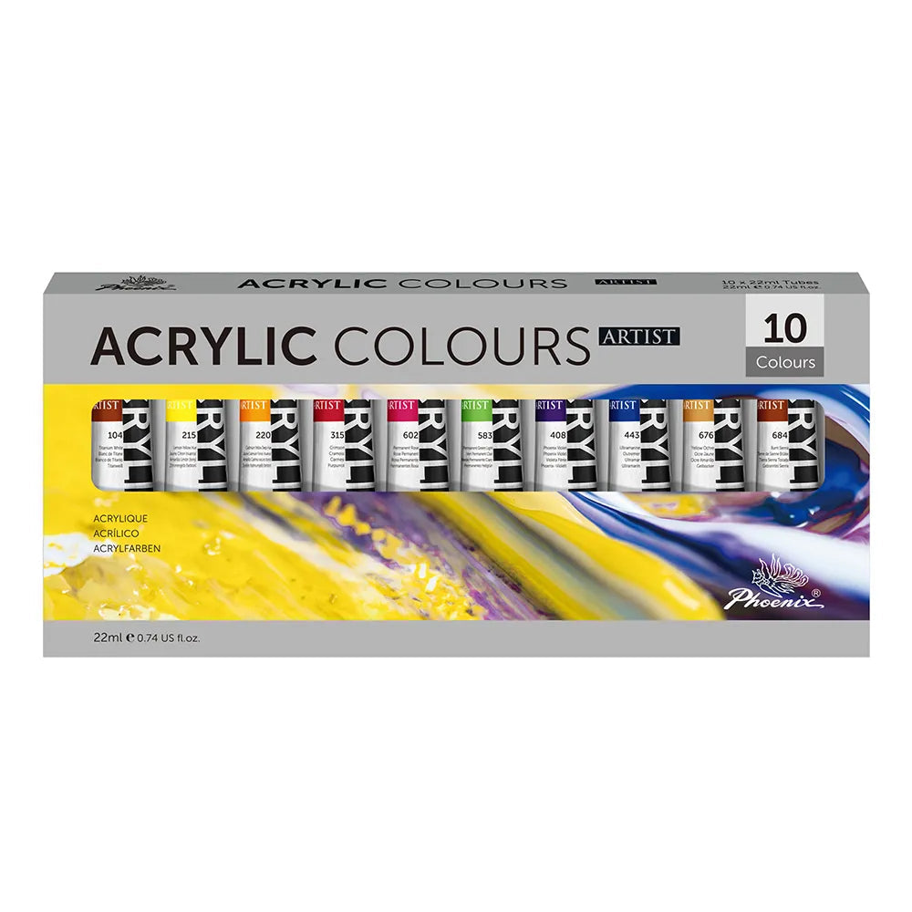 Sada 10 akrylových barev Phoenix Artist 10 x 22 ml