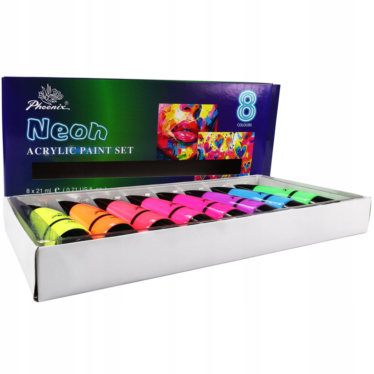 Sada 8 akrylových barev Phoenix neon 8 x 21 ml