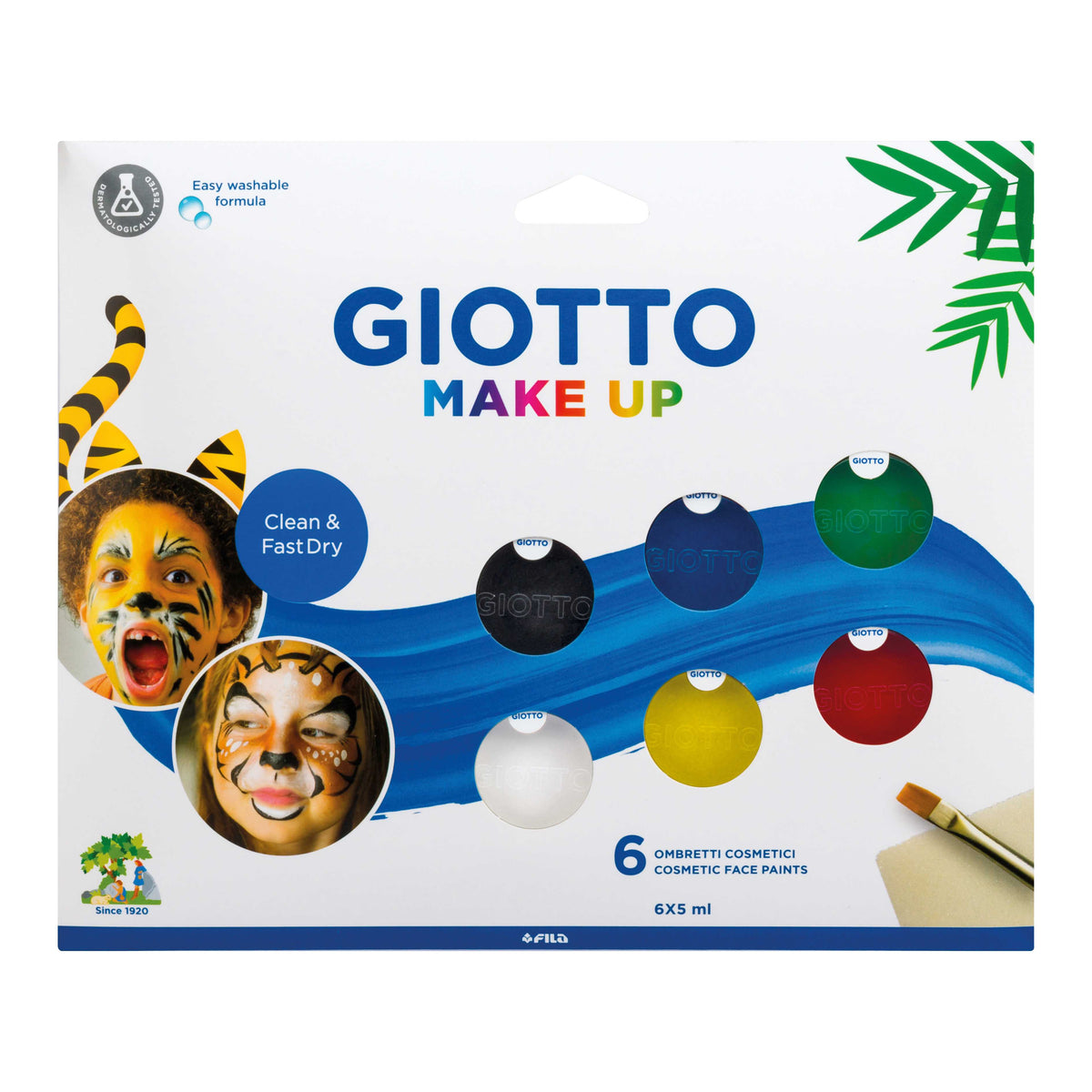 Sada barev na obličej GIOTTO Make Up 6 x 5 ml se štětcem a houbičkou