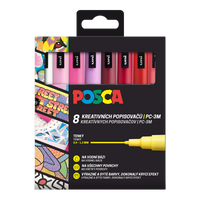 Sada popisovačů Posca PC-3M LOVE, 0,9 - 1,3 mm - mix teplých tónů (8 ks)
