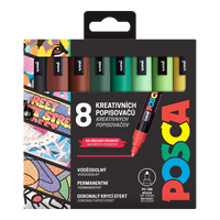 Sada popisovačů Posca PC-5M EARTH, 1,8 – 2,5 mm – 8 ks
