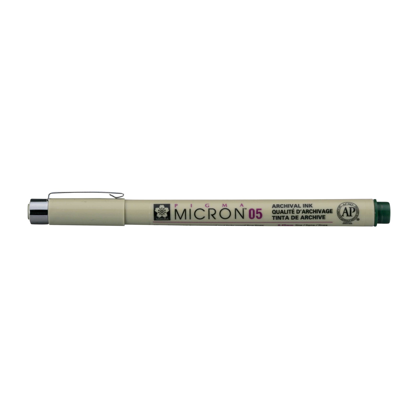 Sakura Pigma Micron 05 fineliner 0,45 mm – sada 6 barev – Lovecká zelená