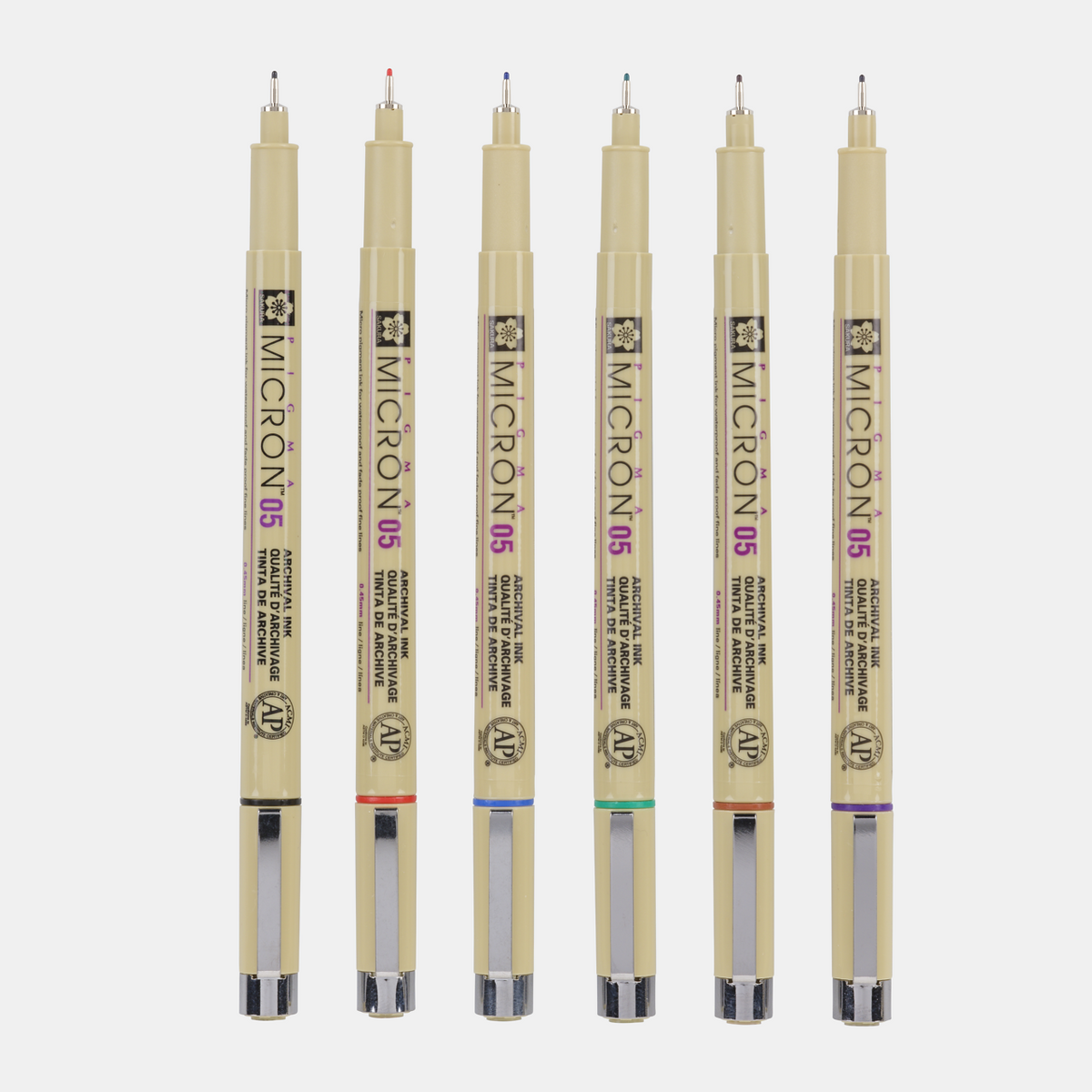 Sakura Pigma Micron 05 fineliner 0,45 mm – sada 6 barev