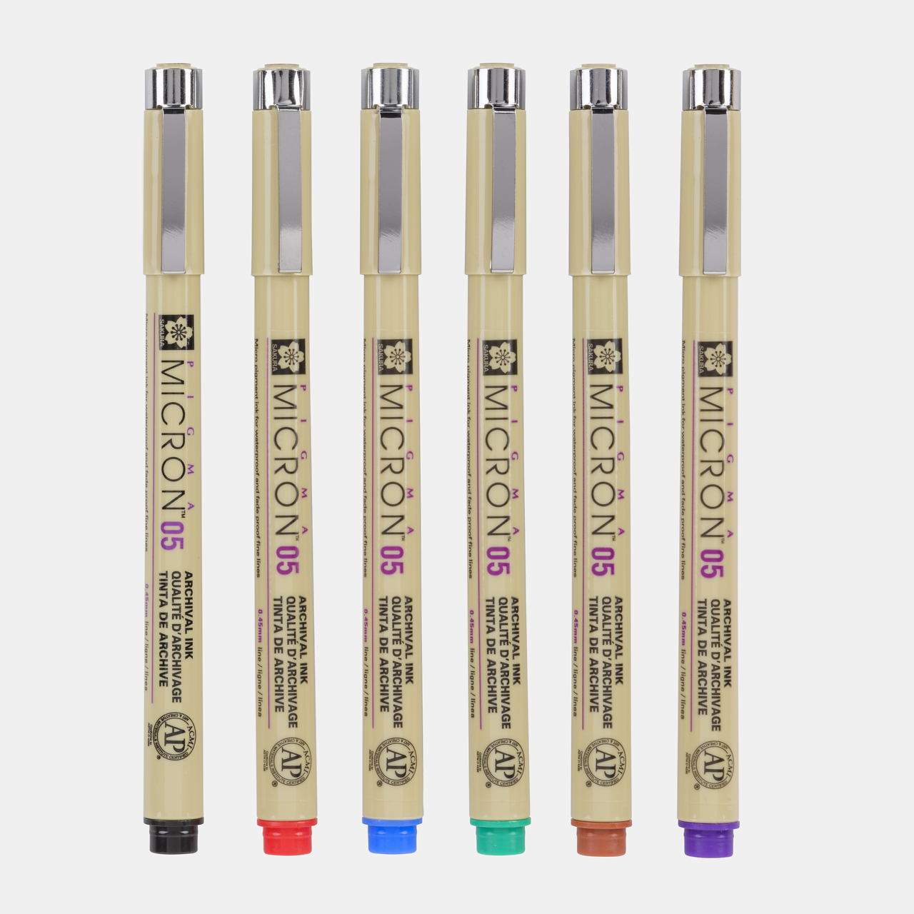 Sakura Pigma Micron 05 fineliner 0,45 mm – sada 6 barev
