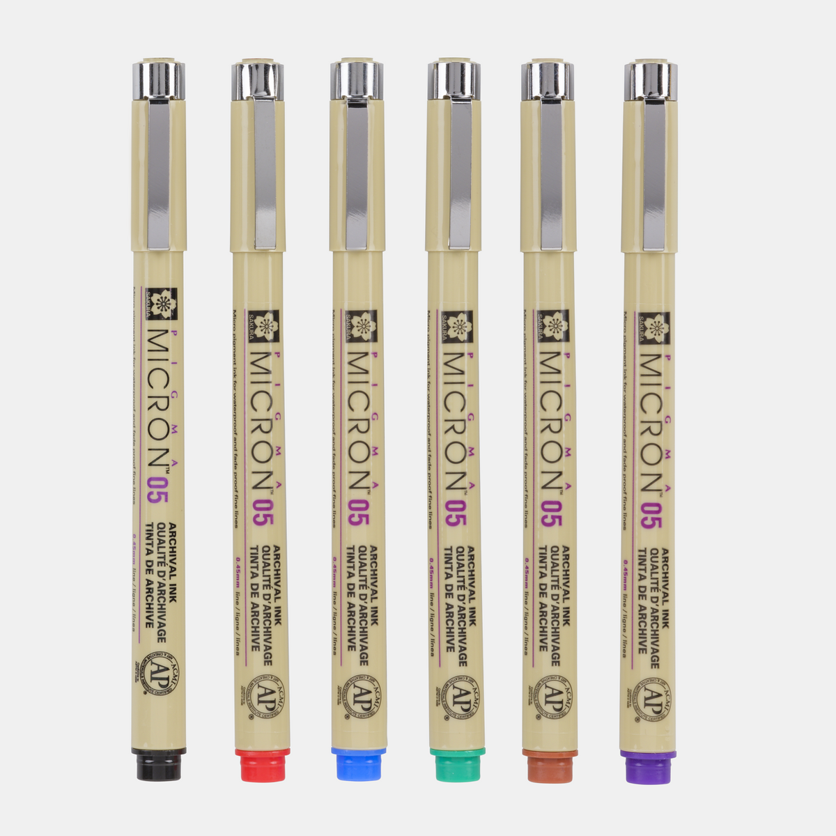 Sakura Pigma Micron 05 fineliner 0,45 mm – sada 6 barev