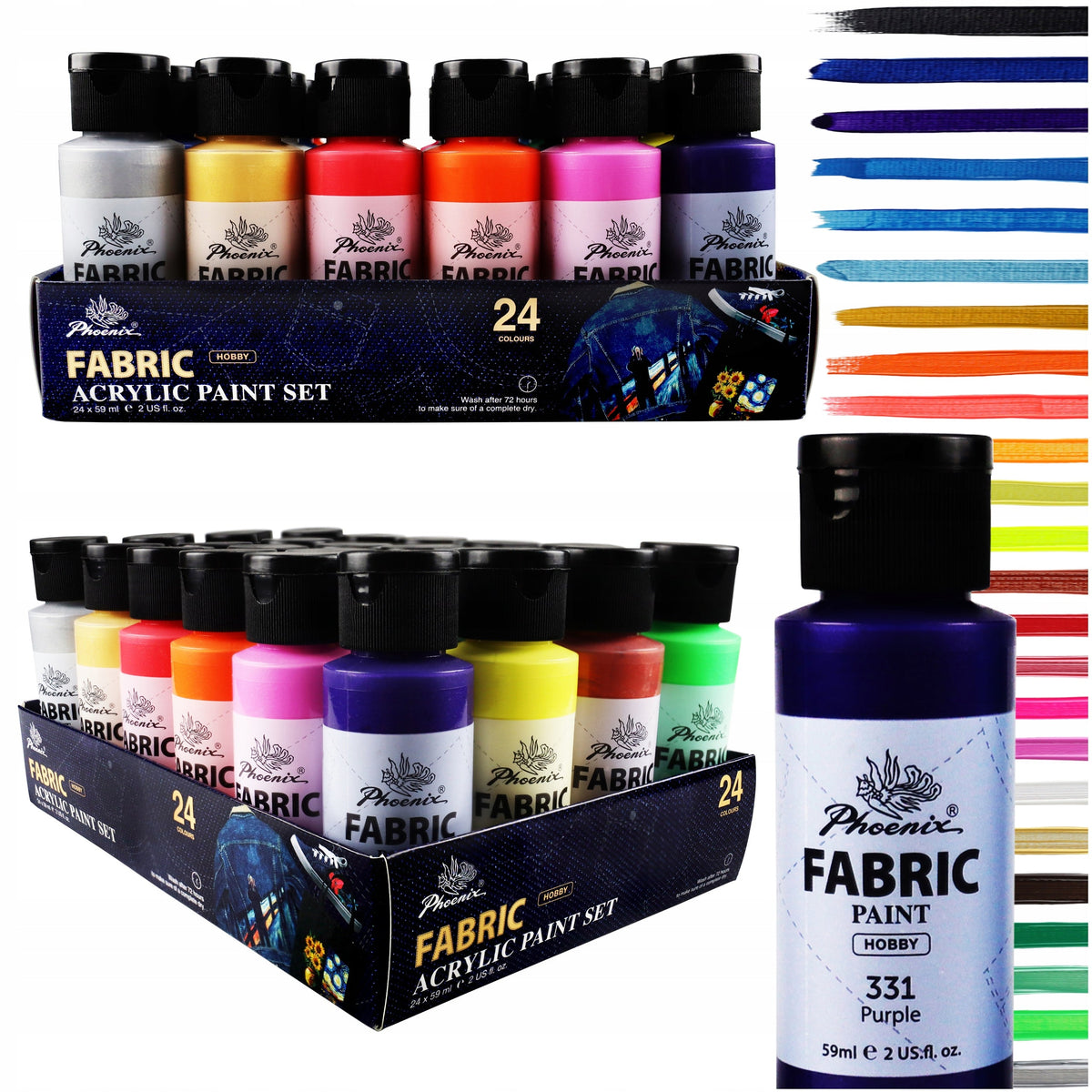 Set barev na textil Phoenix 24 × 59 ml