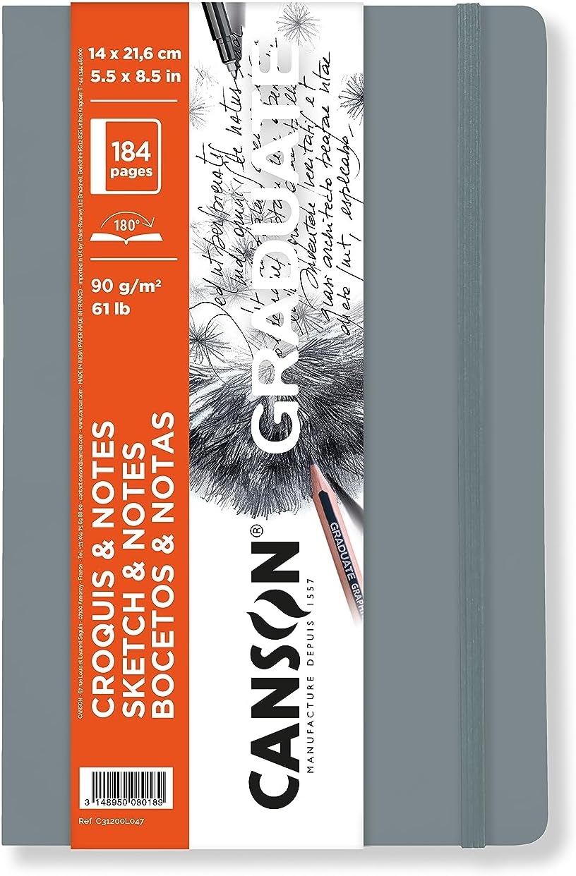 Skicák Canson Graduate Art Book 90 g měkká vazba Light Grey - 184 listů (14 x 21,6 cm)