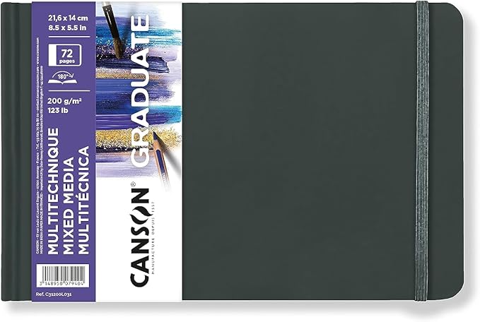 Skicák Canson Graduate Art Book Mix Media 200 g/m², 72 listů, 14 x 21,6 cm, pevná vazba
