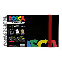 Skicák Posca, černý, A5, mix 3 barev papíru