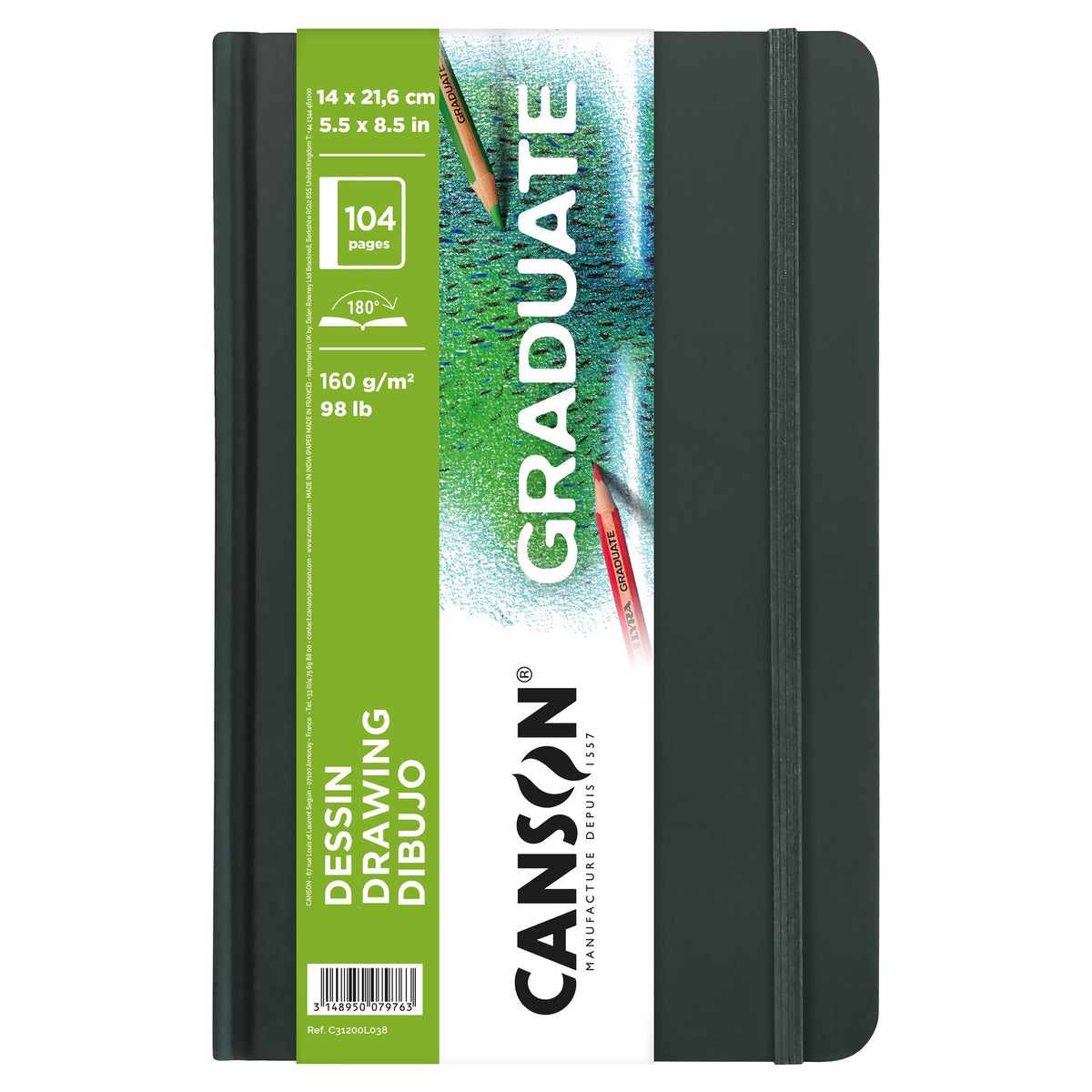 Skicář Canson Graduate Art Book Drawing 160 g/m², 104 listů, 14 x 21,6 cm, pevná vazba