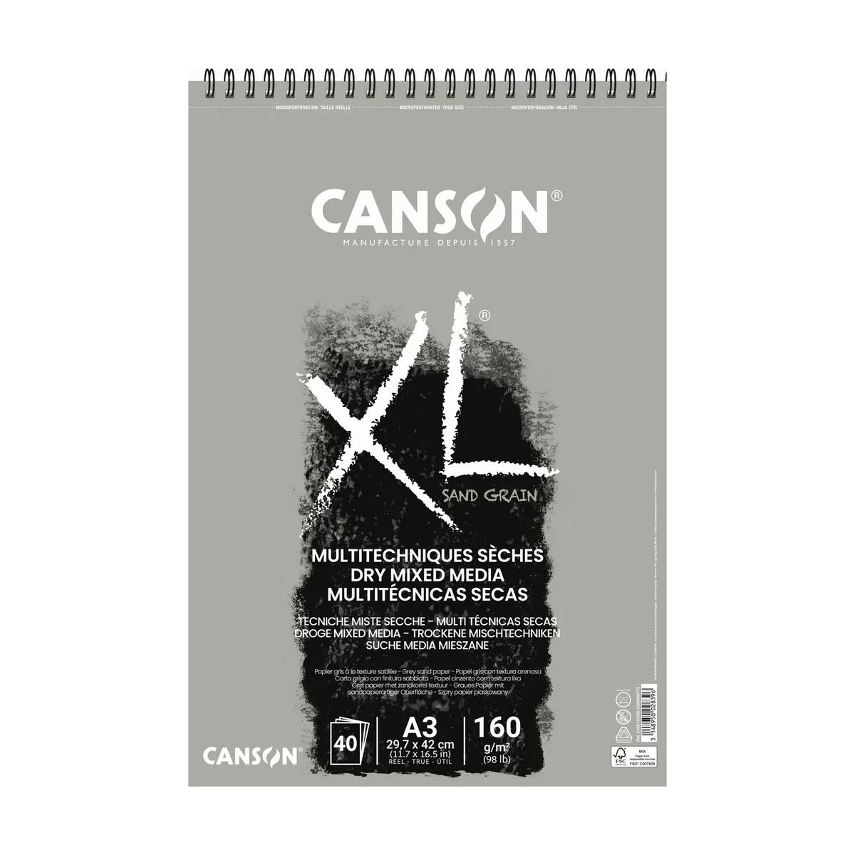 Skicovací blok CANSON XL Touch šedý 160 g/m² A4 – A3 - 40 listů
