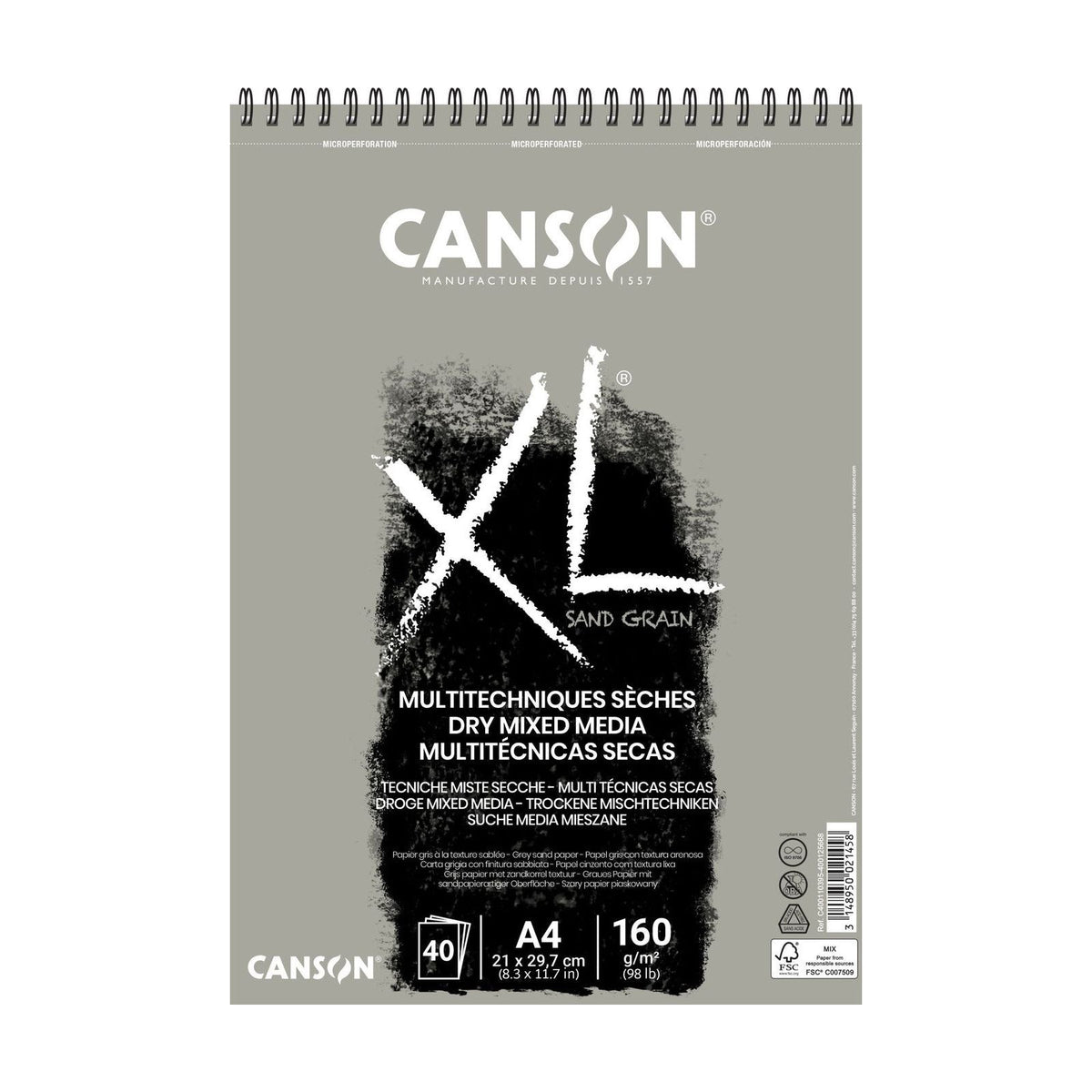 Skicovací blok CANSON XL Touch šedý 160 g/m² A4 – A3 - 40 listů